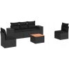 vidaXL 6-częściowy zestaw mebli ogrodowych z poduszkami, czarny polirattan Dārza mēbeļu komplekti