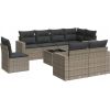 vidaXL 9-częściowy zestaw mebli ogrodowych z poduszkami, szary, polirattan Dārza mēbeļu komplekti
