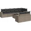 vidaXL 9-częsciowy zestaw mebli ogrodowych z poduszkami, szary, polirattan Dārza mēbeļu komplekti