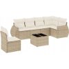 vidaXL 7-częściowy zestaw wypoczynkowy do ogrodu, z poduszkami, beżowy Dārza mēbeļu komplekti