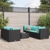 vidaXL VidaXL 6 Piece Patio Lounge Set with Cushions Black Poly Rattan Dārza mēbeļu komplekti