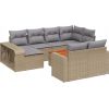vidaXL 11-częściowy zestaw mebli ogrodowych z poduszkami, beżowy, polirattan Dārza mēbeļu komplekti