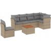 vidaXL 7-częsciowy zestaw mebli ogrodowych z poduszkami, mieszany beż Dārza mēbeļu komplekti