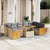 vidaXL 10-cz. zestaw mebli ogrodowych z poduszkami, beżowy, polirattan Dārza mēbeļu komplekti