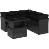 vidaXL 6-cz. zestaw mebli ogrodowych z poduszkami, czarny polirattan Dārza mēbeļu komplekti