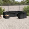vidaXL 10-cz. zestaw wypoczynkowy do ogrodu, poduszki czarny rattan PE Dārza mēbeļu komplekti