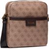 Guess, Vezzola, Document Holder, Textile Crossbody Bag, Brown, For Women Somas portatīvajiem datoriem