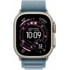 Apple Watch Ultra 3, Smartwatch titanium, 49 mm, Alpine Loop light blue L, titanium case, cellular Smart-Watch Pulksteņi