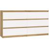 Top E Shop M6 MALWA CHEST OF DRAWERS 140 CM 6 DRAWERS OAK ARTISAN/WHITE Jaunumi -Dārzam