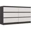 Top E Shop M6 MALWA CHEST OF DRAWERS 140 CM 6 DRAWERS ANTHRACITE/WHITE Jaunumi -Dārzam
