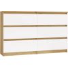 Top E Shop M6 MALWA CHEST OF DRAWERS 120 CM 6 DRAWERS OAK ARTISAN/WHITE Jaunumi -Dārzam