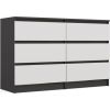 Top E Shop M6 MALWA CHEST OF DRAWERS 120 CM 6 DRAWERS ANTHRACITE/WHITE Jaunumi -Dārzam