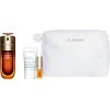 Set Clarins: Double, Anti-Ageing, Serum, For Face, 50 ml + Cryo-Flash, Firming & Radiance, Cream Mask, For Face, 15 ml + Lip Confort, Lip Oil, 01, 1.4 ml *Miniature + Clarins, Zippered, GWP Textile Pouch, White Парфюмерные наборы
