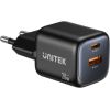 UNITEK 2x GAN 20W mains charger, black Зарядные устройства