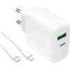 Puro Pro Lite Charger + USB-C cable, 45W, white - Power adapter Telefonu lādētāji 220v