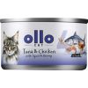 Ollo Tuna & Chicken with Squid & Shrimp in Broth Nr 4 70g Kaķu konservi
