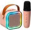 RoGer K12 Bluetooth karaoke komplekts RGB / 6W / rozā Mikrofoni