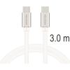 Swissten Textile Universāls Quick Charge 3.1 USB-C / USB-C Datu un Uzlādes Kabelis 3m sudrabs Data USB kabeļi