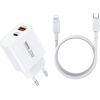 Charger Remax RP-U120 20W USB-C/USB-A + USB-C to Lightning cable 1.0m white Telefonu lādētāji 220v
