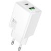 Charger Hoco N71 30W GaN USB-C/USB-A white Telefonu lādētāji 220v