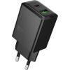 Charger Hoco N71 30W GaN USB-C/USB-A black Telefonu lādētāji 220v