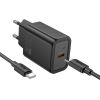 Charger Hoco N62 30W GaN USB-C + USB-C to USB-C cable 1.0m black Telefonu lādētāji 220v