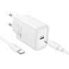 Charger Hoco N62 30W GaN USB-C + USB-C to USB-C cable 1.0m white Telefonu lādētāji 220v