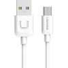 USAMS   US-SJ098 U-Turn Durable TPE Universal Micro USB to USB Data & Fast 2A Charger Cable 1m White Data USB kabeļi