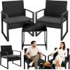LeanToys Zestaw Meble Ogrodowe Rattan Dwa Krzesła Stolik Na Taras Balkon Czarne Dārza mēbeļu komplekti