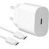 Samsung EP-TA800EWE + EP-DA905BWE Tīkla Lādētājs 25W ar USB-C uz USB-C datu kabelis balts Telefonu lādētāji 220v