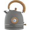 Klausberg Elektriskā tējkanna ar termometru, nerūsējošā tērauda, ​​pelēka ar koka apdari, 1,8 l, 2200 W, KB 90 Tējkannas (elektriskās)