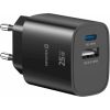 Swissten Travel 3арядное устройство Edge GaN USB-A 18W  / USB-C 25W black Зарядные устройства
