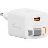 Swissten SlideCHARGE Tīkla Lādētājs GaN 45W USB-A 18W Ar ievelkamu USB-C vadu 0.75m balts Telefonu lādētāji 220v