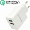 Swissten Premium Tīkla Lādētājs Qualcomm 3.0 Quick Charge + Smart IC ar 2x USB 30W Telefonu lādētāji 220v