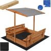 Песочница Springos SB120RSET с крышей, 120 x 120 см, с крышкой, коричневая Smilšu kastes