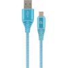Gembird USB Male - Micro USB Male Premium cotton braided 1m Blue/White Дата USB-кабели