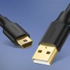 Ugreen   5 pin gold-plated USB cable - mini USB 0.5m black (US132) Data USB kabeļi