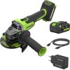 Akumulatora leņķa slīpmašīna Greenworks AG590A1; 24 V; 900 W; 125 mm; 1x4,0 Ah akum. Slīpmašīnas