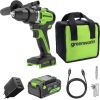 Akumulatora urbjmašīna-skrūvgriezis Greenworks DD590A1; 24 V; 90 Nm; 1x4,0 Ah akum. Urbjmašīnas un skrūvgrieži