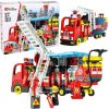 LeanToys Rozkładany Wóz Strażacki Klocki Figurki Strażaków Światła Dźwięki 94 el. Mašīnas un piederumi