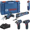 Bosch Powertools tool set 12Volt 5-piece, GOP + GSR + GDR + GSA + GLI (blue, 3x Li-ion battery 2.0Ah) Jaunumi -Dārzam