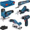 Bosch 5-piece 12-volt tool set, GSR + GOP + GKS + GSA + GST (blue, 3x Li-ion battery 3.0Ah, XL-BOXX) Jaunumi -Dārzam