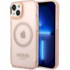 Guess GUHMP14SHTCMP Hardcase Gold Outline Translucent MagSafe Защитный чехол для iPhone 14 / 15 6.1" / розовый Чехлы - альтернативные