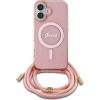 Guess GUHMP16SHCTSGNSP Hardcase Crossbody Cord Script MagSafe Защитный чехол для iPhone 16 6.1" / розовый Чехлы - альтернативные