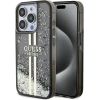 Guess GUHCP15LLFCSEGK Hardcase Liquid Glitter Gold Stripes Защитный чехол для iPhone 15 Pro 6.1" / чёрный Чехлы - альтернативные
