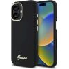 Guess GUHCP16MSMBSLK Silicone Script Metal Logo & Frame Защитный чехол для iPhone 16 Plus 6.7" / чёрный Чехлы - альтернативные