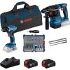 Bosch Powertools 18V professional set hammer drill GBH 18V-22 + drill driver GSR 18V-45 (blue/black, 2x Li-ion battery 4.0Ah, hammer drill and bit set, tool bag) Jaunumi -Dārzam