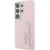 Karl Lagerfeld Grained Signature Metal Resin Logo Защитный чехол для Samsung Galaxy S26 Ultra / розовый Чехлы - альтернативные
