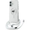 Karl Lagerfeld KLHMP16SHCCHNT Aizsargapvalks priekš iPhone 16 6.1" hardcase transparent IML Choupette Head & Cord Magsafe Neoriģinālie Maciņi