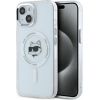 Karl Lagerfeld KLHMP15SHLSCHH Aizsargapvalks priekš iPhone 15 6.1" Hardcase IML Metal Choupette Head MagSafe / balts Neoriģinālie Maciņi